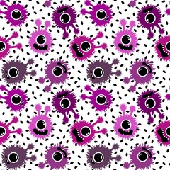 Cartoon monsters seamless emoticons aliens pattern for kids clothes print and wrapping paper and fabrics