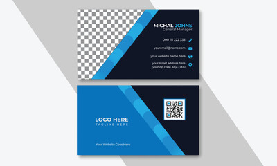 Blue & white business card, Modern business card design, Creative business card design, Official business card design, Blue & black business card design