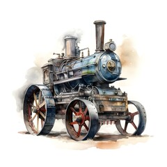 steam tractor isolated on a white background