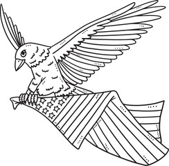  Eagle Carrying Flag Isolated Coloring Page