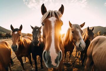 A herd of horses, generative ai - obrazy, fototapety, plakaty