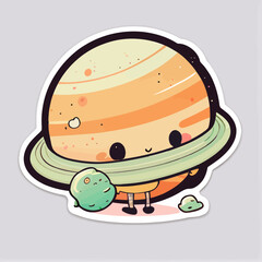 A cartoon planet on a white background