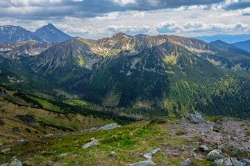 Mountain landscape with a panorama view of the peaks