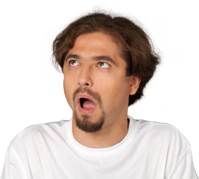 Facial Expressions of handsome man isolated on white background