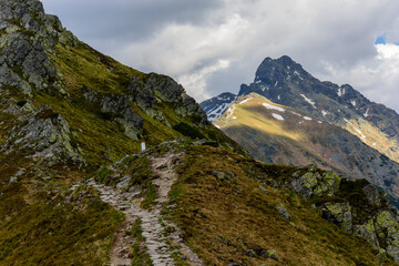 Fototapeta premium Mountain landscape with a view of the High Tatras..