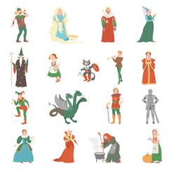 Fabulous Medieval Character from Fairytale Big Vector Set