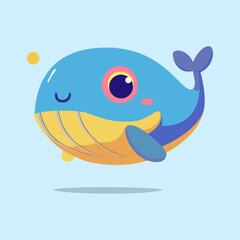 Vector drawing of a whale download. Funny funny whale. Baby whale. Whale illustration