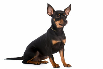 Obraz premium Adorable Miniature Pinscher: A Small Dog with a Big Personality on White Background