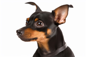 Fototapeta na wymiar Adorable Miniature Pinscher: A Small Dog with a Big Personality on White Background