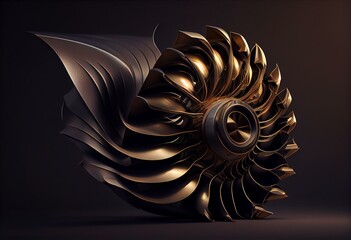 abstract airplane turbine isolated on dark background. Generative AI
