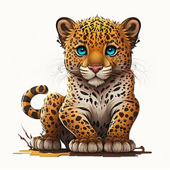 Jaguar Cartoon Illustration. Generative AI