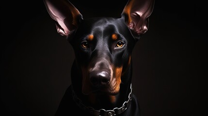 Doberman Pinscher's piercing gaze