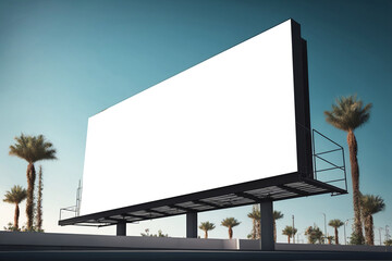 A futuristic city with billboards