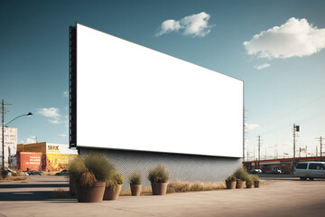 Obraz premium A futuristic city with billboards