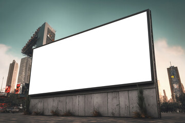 Fototapeta premium A futuristic city with billboards