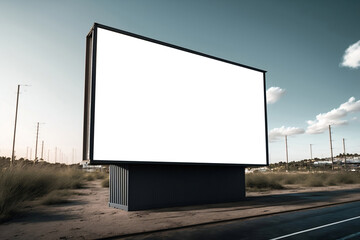 Obraz premium A futuristic city with billboards
