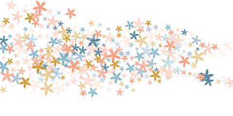 Silene primitive flowers vector design. Tiny garden blossom shapes isolated. Women's Day motif. Flat flowers Silene stylized blossom. Tabby petals.