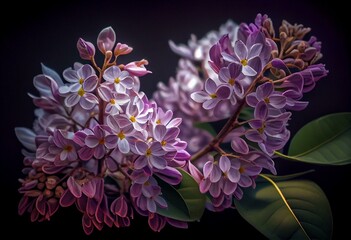 Fresh lilac blossom beautiful purple flowers. Generative AI