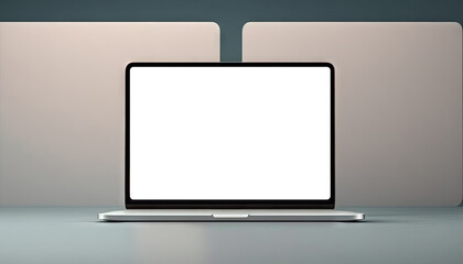 Minimal laptop, blank screen mockup Empty screen. (AI Generated)
