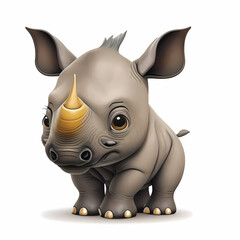 Rhino Cartoon Illustration. Generative AI