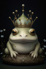 Beautiful Frog with Elaborate Crown. Generative ai