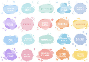 ポップなフレームセット（メンフィス　見出し　タイトル　バナー　アイコン）