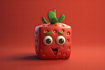 red object with a green leaf on top of it. Generative AI