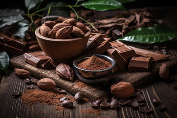 Health benefits of cocoa, from its antioxidant properties to its role in reducing cardiovascular disease. A sustainable and healthy lifestyle concept.