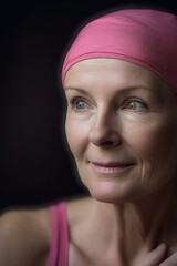Themed image of woman with pink colour, fighting breast cancer and chemotherapy 