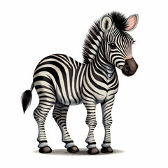 Naklejka na ściany i meble Zebra cartoon animal Isolated White Background. Generative AI