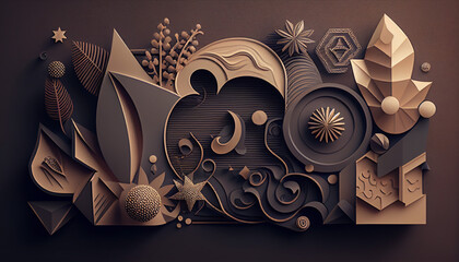 Stylish vector background with textured elements and a rustic feel, 3d rendering. Generative AI