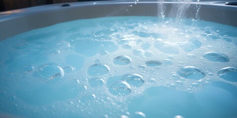 Water with air bubbles in luxurious hot tub, concept of Bubbling and relaxation, created with Generative AI technology