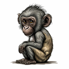 Monkey Cartoon Illustration. Generative AI