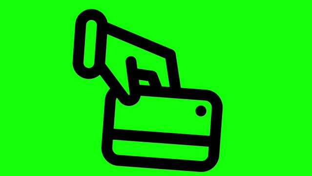 Finance Animated Icon, Credit Card Icon Looping Animation with Green Screen Background, perfectly complements your presentations, interactive website design, and interactive User Interface