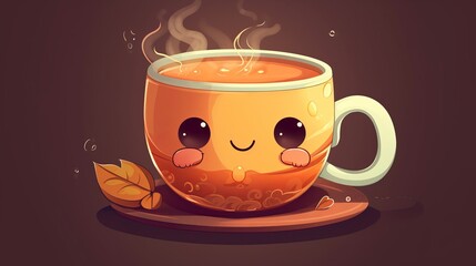 Cute Cup of Tea Kawaii Anime. Generative AI