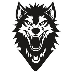 Wolf head embleme for sport team, black and white animal mascot logotype