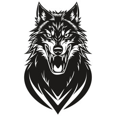 Wolf mascot logo for esport and sport team, black and white template badges emblem