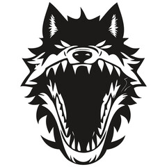Wolf mascot logo for esport and sport team, black and white template badges emblem © Сергей Тарасюк