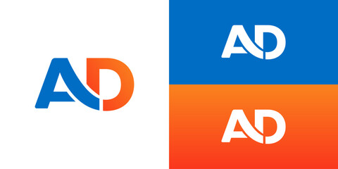 letter AD logo gradient blue orange vector