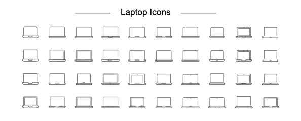 Laptop vector icon. Laptop outline icon.
Computer line icon. Thin laptop icon
Minimalist laptop icon. Editable stroke.