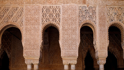 Fototapeta na wymiar Architecture of Moors in Alhambra Palace ornaments
