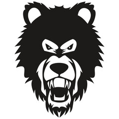 Bear head mascot logo for esport and sport team, black and white template badges
