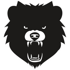 Ferocious Bear head animal mascot logotype, black and white template badges emblem