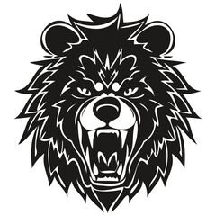 Ferocious Bear head mascot logo for esport and sport team, black and white template badges