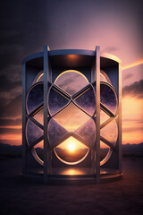 Cell Division Surreal Symmetrical Twilight Gradient Sunset Landscape Product Display Podium Generative AI