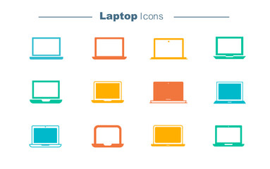 Collection of laptop icons. laptop symbol icons. Laptop glyph icon. Laptop flat icon. Laptop symbol icon. Laptop silhouette icon.