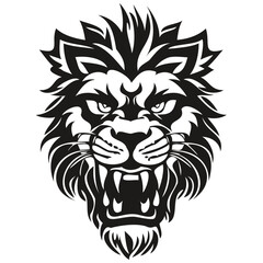 Ferocious Lion head mascot logo for esport and sport team, black and white template badges