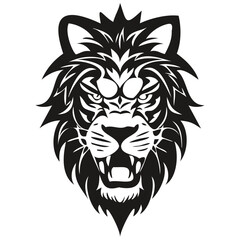 Fototapeta na wymiar Ferocious Lion head mascot logo for esport and sport team, black and white template badges