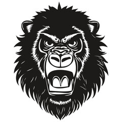 Fototapeta na wymiar Gorilla head embleme for sport team, black and white animal mascot logotype