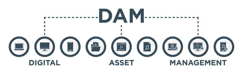 Digital asset management banner web icon vector illustration